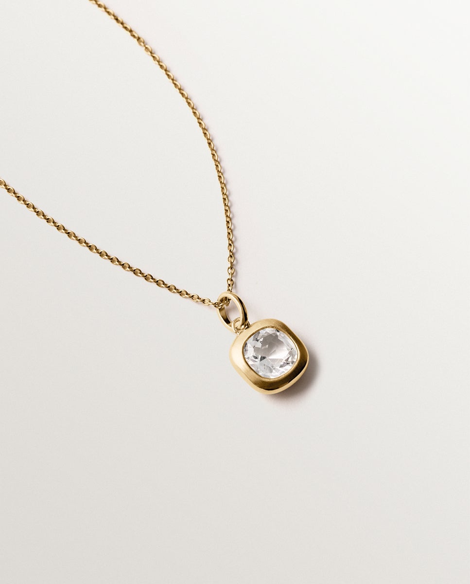 Charm de Prata 925 Banhada em Ouro Amarelo de 18k com Topázio Branco Branco-5