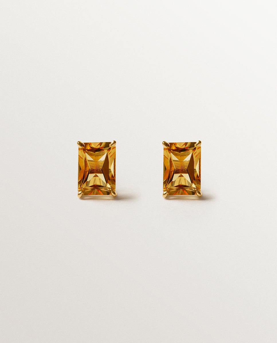 Imagem 0 de Brincos de Prata 925 Banhada em Ouro Amarelo de 18k com Citrinos Verdes