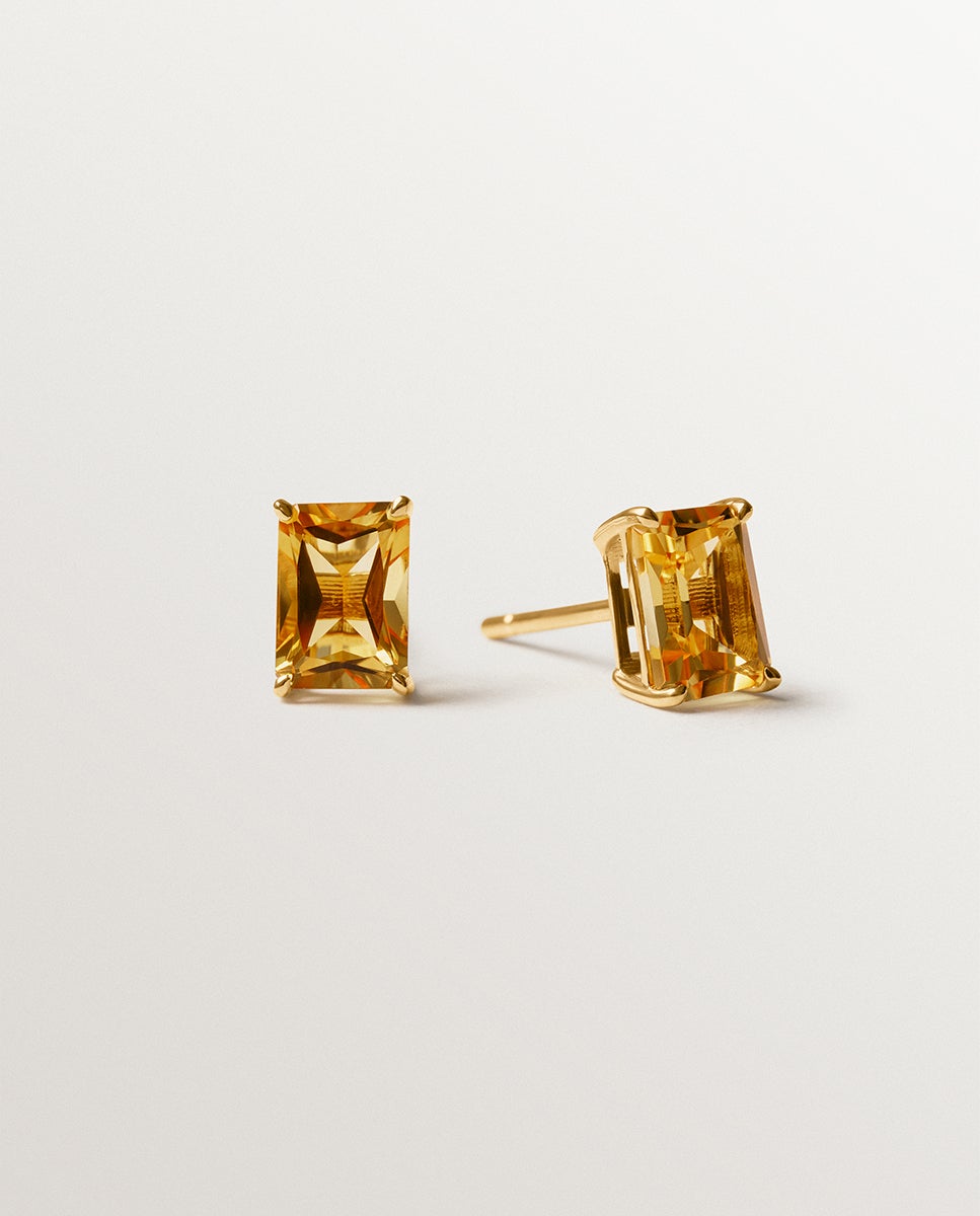 Brincos de Prata 925 Banhada em Ouro Amarelo de 18k com Citrinos Verdes Dourado-2