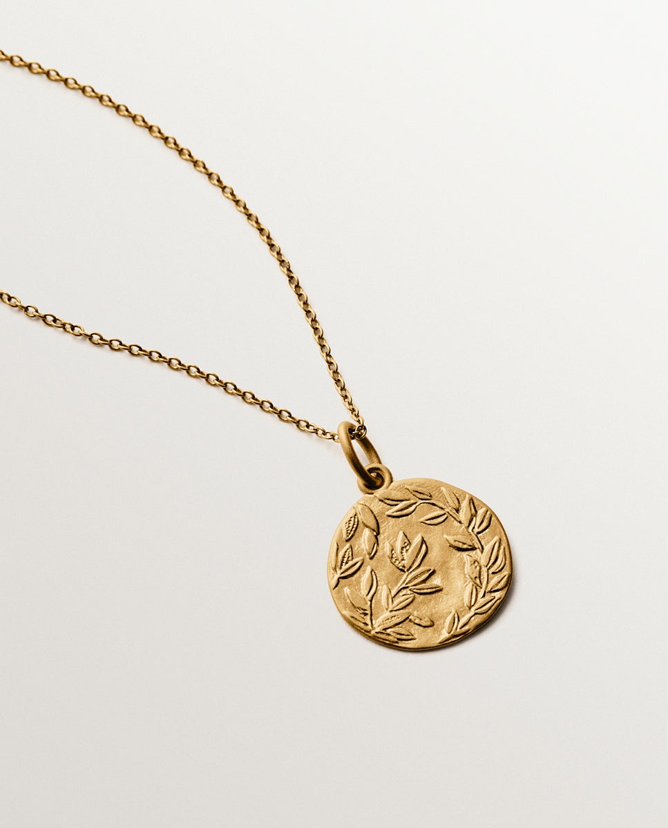 Charm Tipo Medalha de Prata 925 Banhada em Ouro Amarelo de 18k Dourado-5
