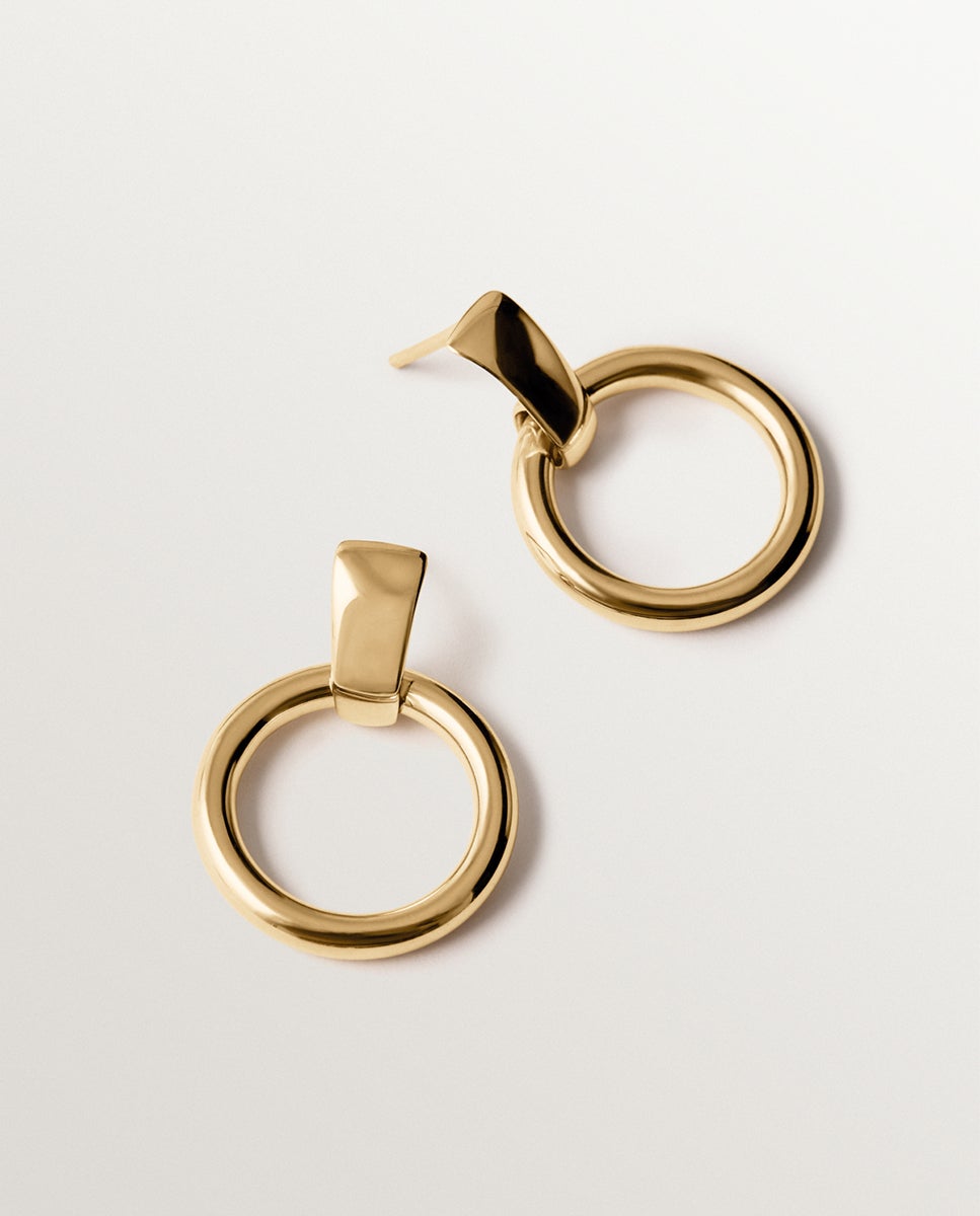Brinco Individual de Prata 925 Banhada a Ouro Amarelo de 18k Dourado-3