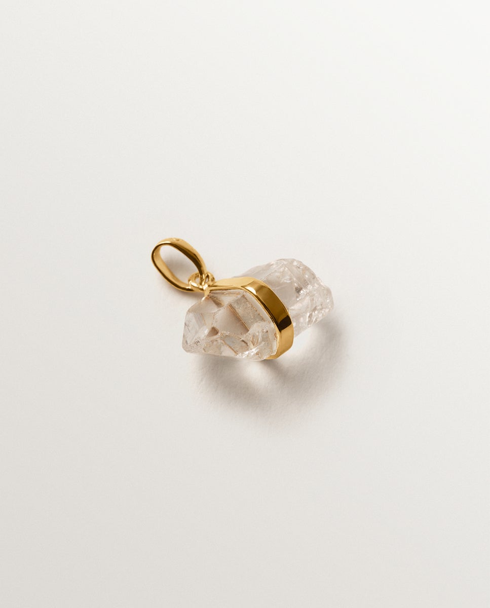 Charm Pedra de Nascimento Abril com Quartzo em Branco Transparente-3