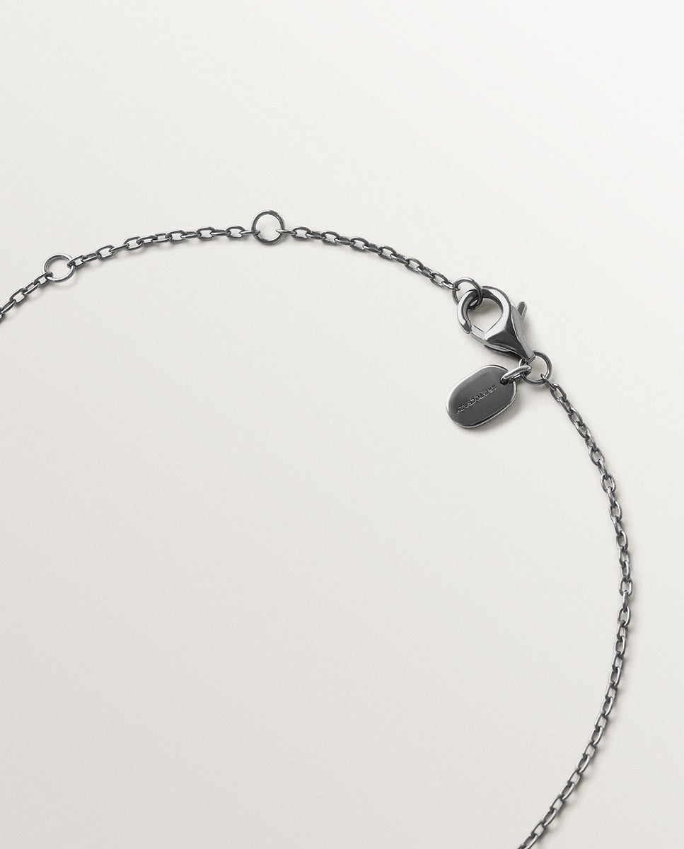 Colar de Prata 925 com Acabamento Gunmetal e Topázios Brancos Prata-5