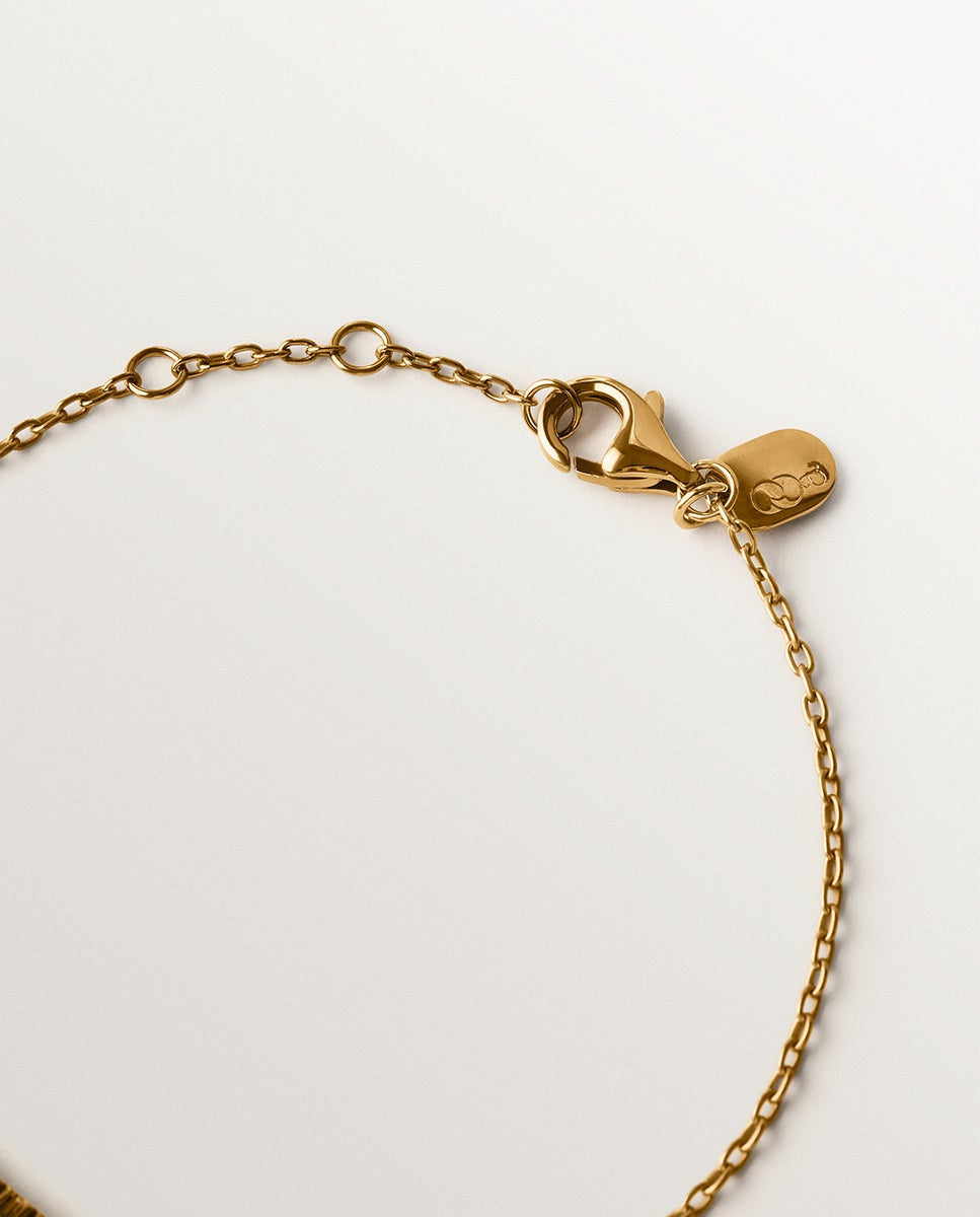 Pulseira Riviere de Prata 925 Banhada em Ouro de 18k com Topázios Castanhos Dourado-5
