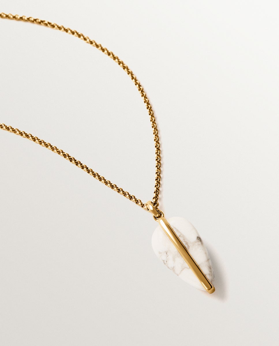 Charm de Prata 925 Banhada em Ouro Amarelo de 18k com Howlita Dourado-5