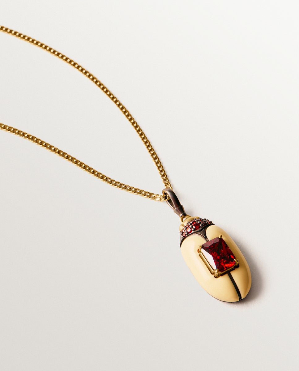 Charm com Cristais e Forma de Escaravelho Vermelho-5