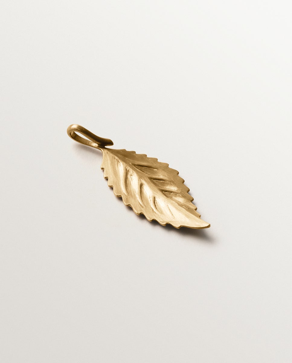 Charm Banhado a Ouro Amarelo com Forma de Folha Dourado-3