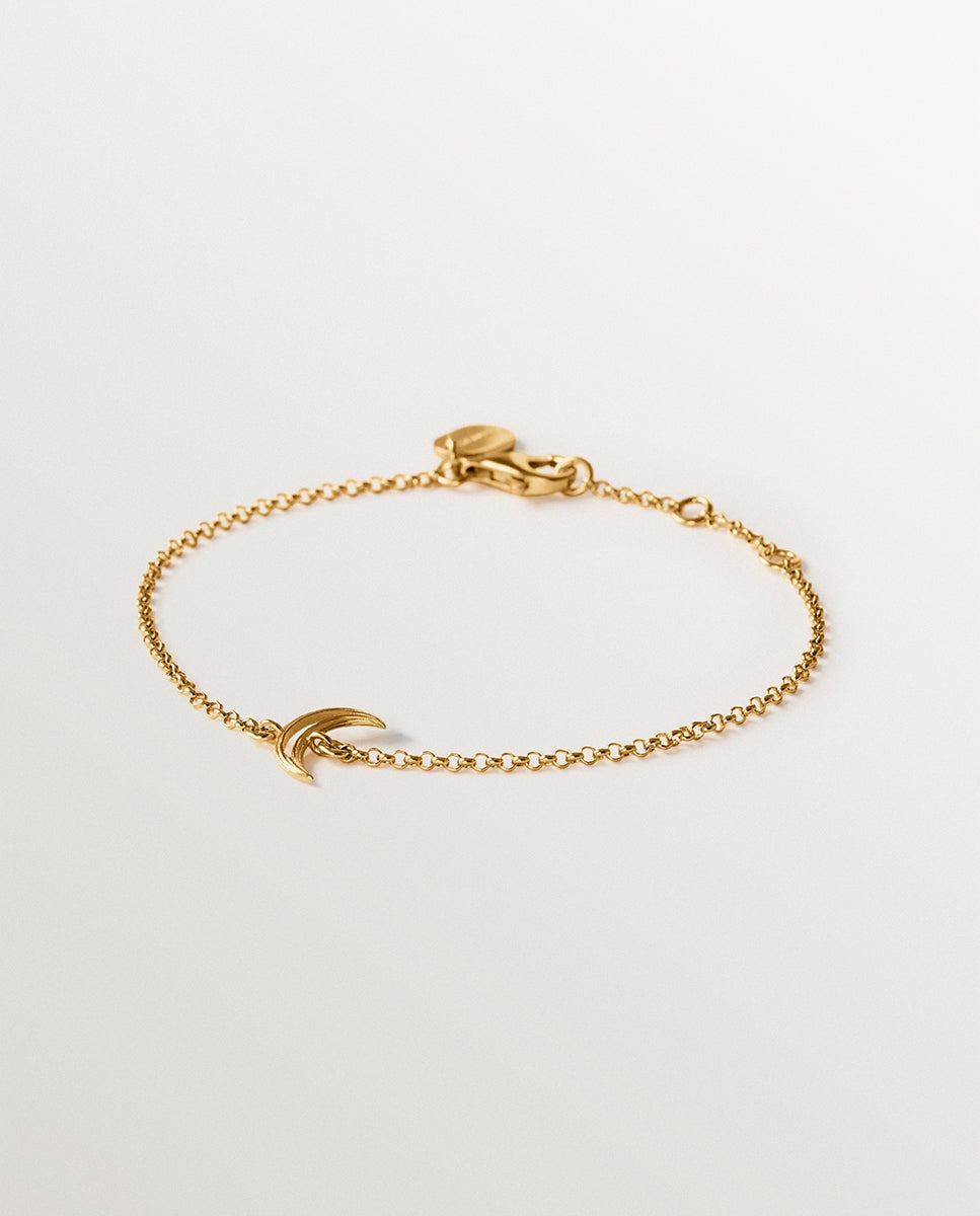 Imagem 0 de Pulseira de Corrente de Prata 925 Banhada em Ouro Amarelo de 18k com Forma de Lua