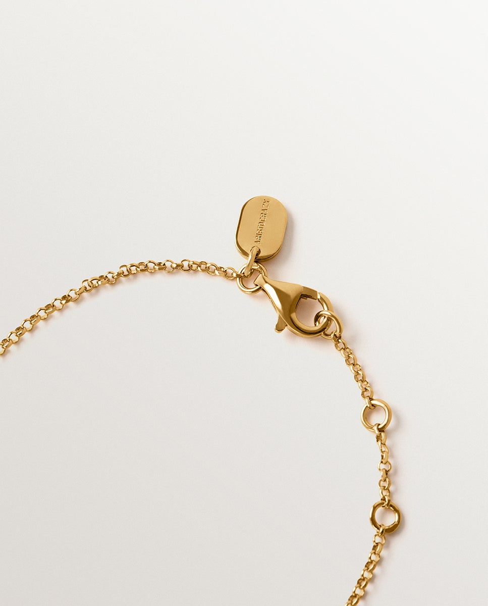Pulseira de Corrente de Prata 925 Banhada em Ouro Amarelo de 18k com Forma de Lua Dourado-5