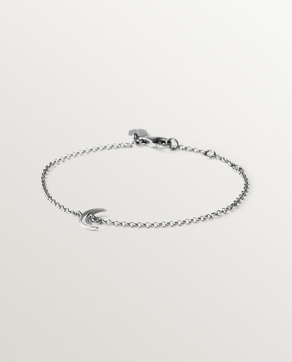 Imagem 0 de Pulseira de Corrente de Prata 925 com Forma de Lua