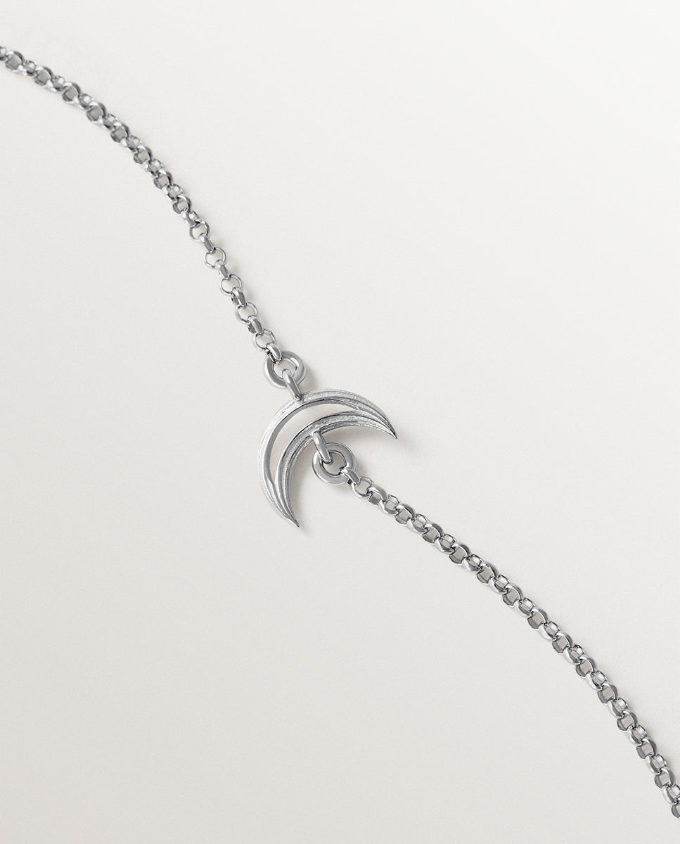 Pulseira de Corrente de Prata 925 com Forma de Lua Prata-3