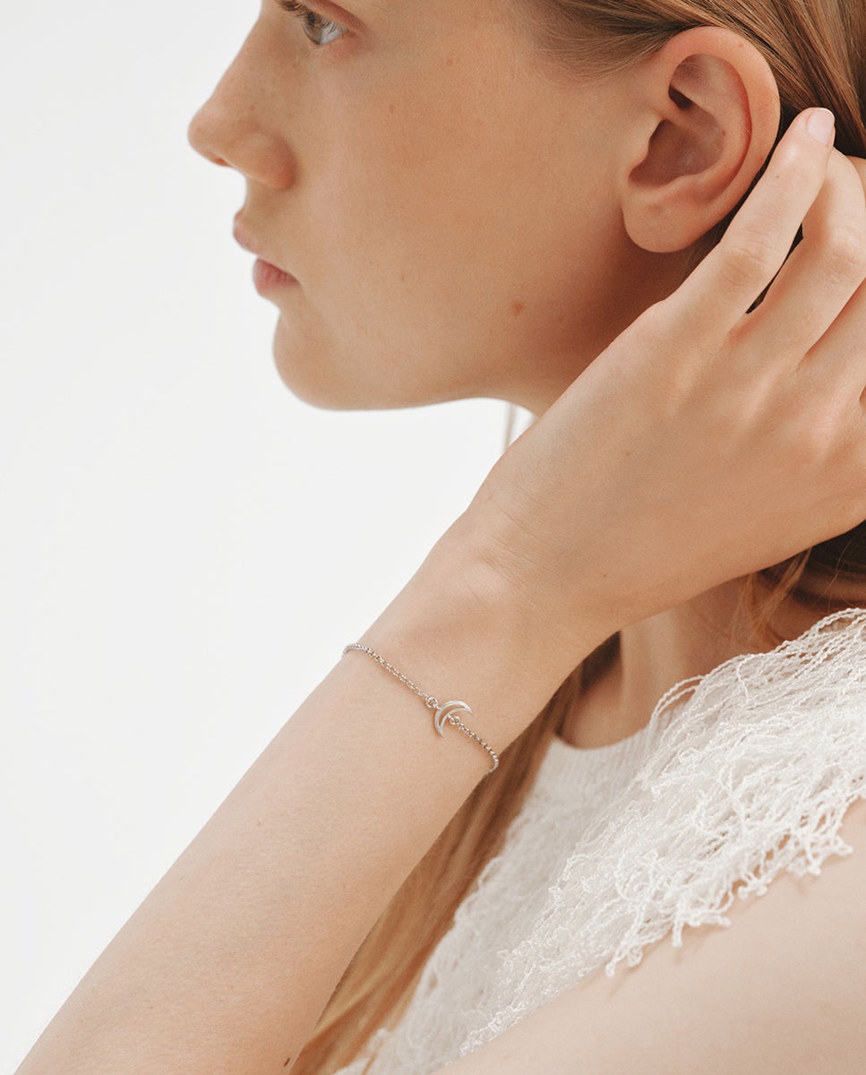 Pulseira de Corrente de Prata 925 com Forma de Lua Prata-4