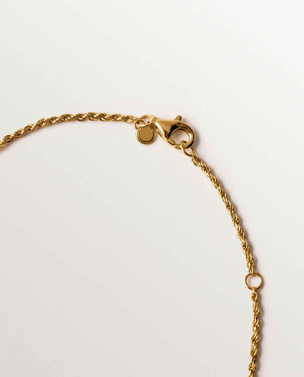 Colar de Prata 925 Banhada em Ouro Amarelo de 18k com Conchas Brancas e Cristais Dourado-5