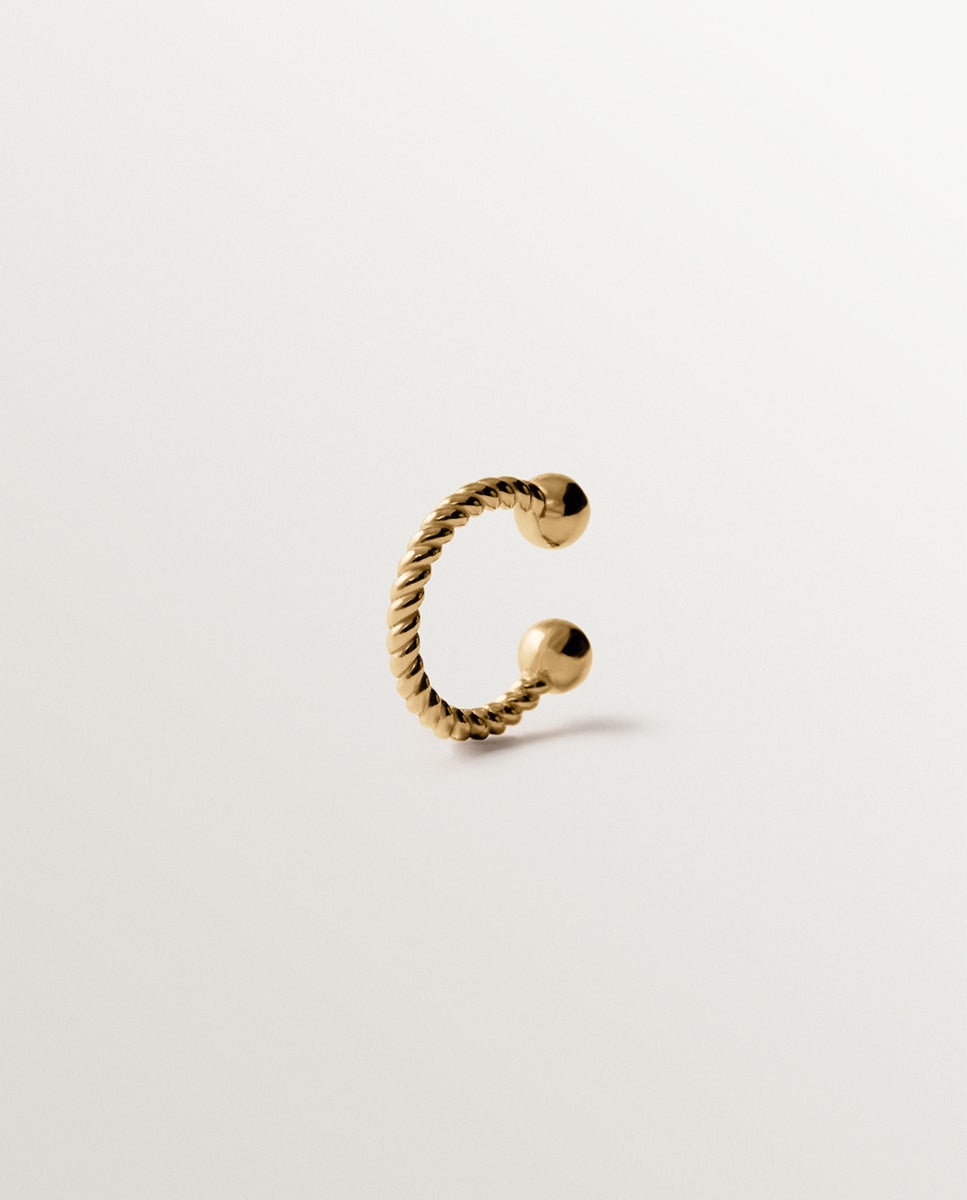 Imagem 0 de Brinco Individual Grelhado de Prata 925 Banhada em Ouro Amarelo de 18k