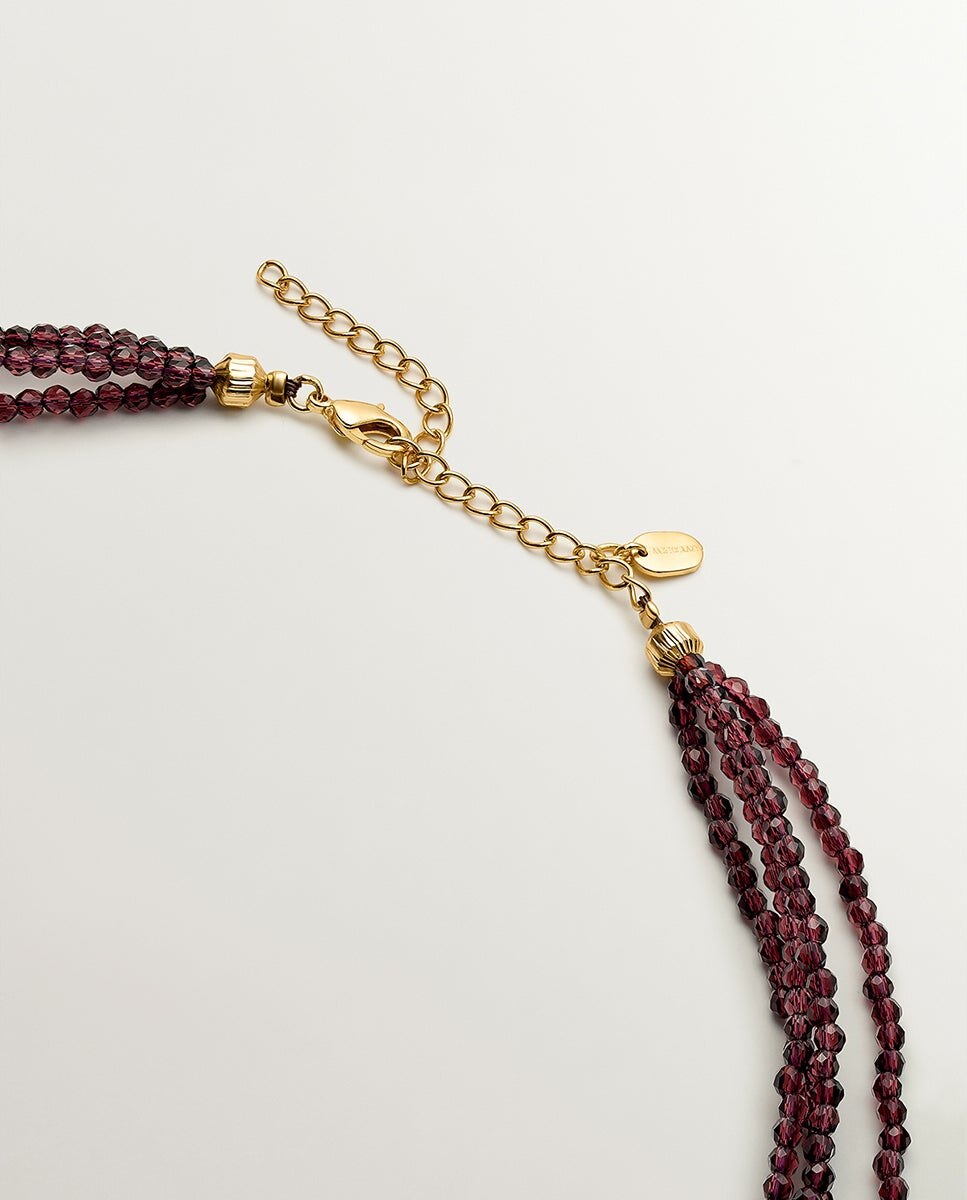 Pendente Banhado a Ouro Amarelo com Cristais Roxos Roxo-3