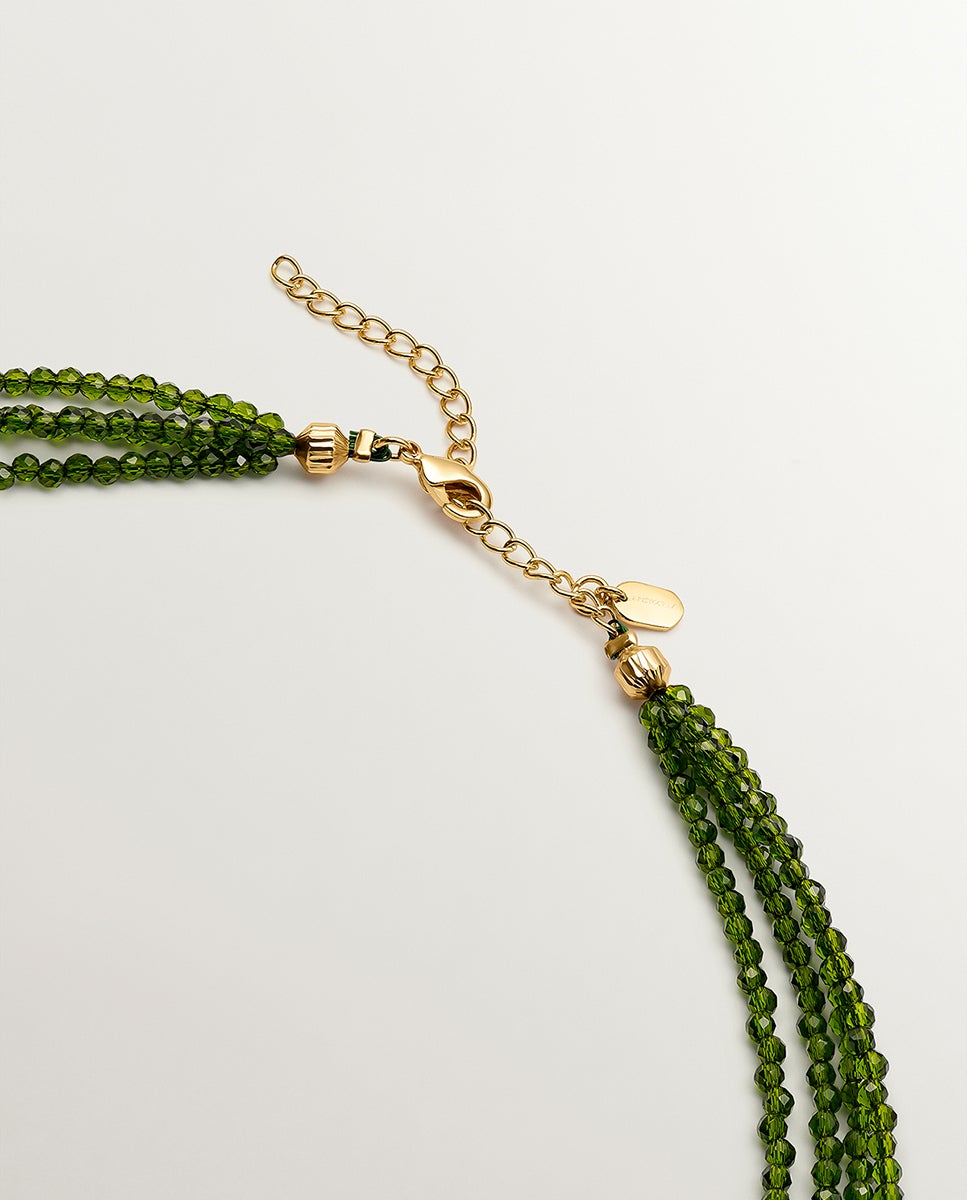 Pendente Banhado a Ouro Amarelo com Cristais Verdes Dourado-5
