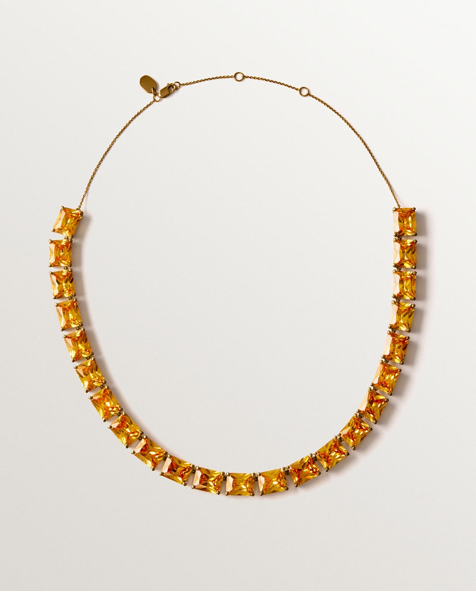Imagem 0 de Colar Banhado a Ouro Amarelo com Cristais Amarelos
