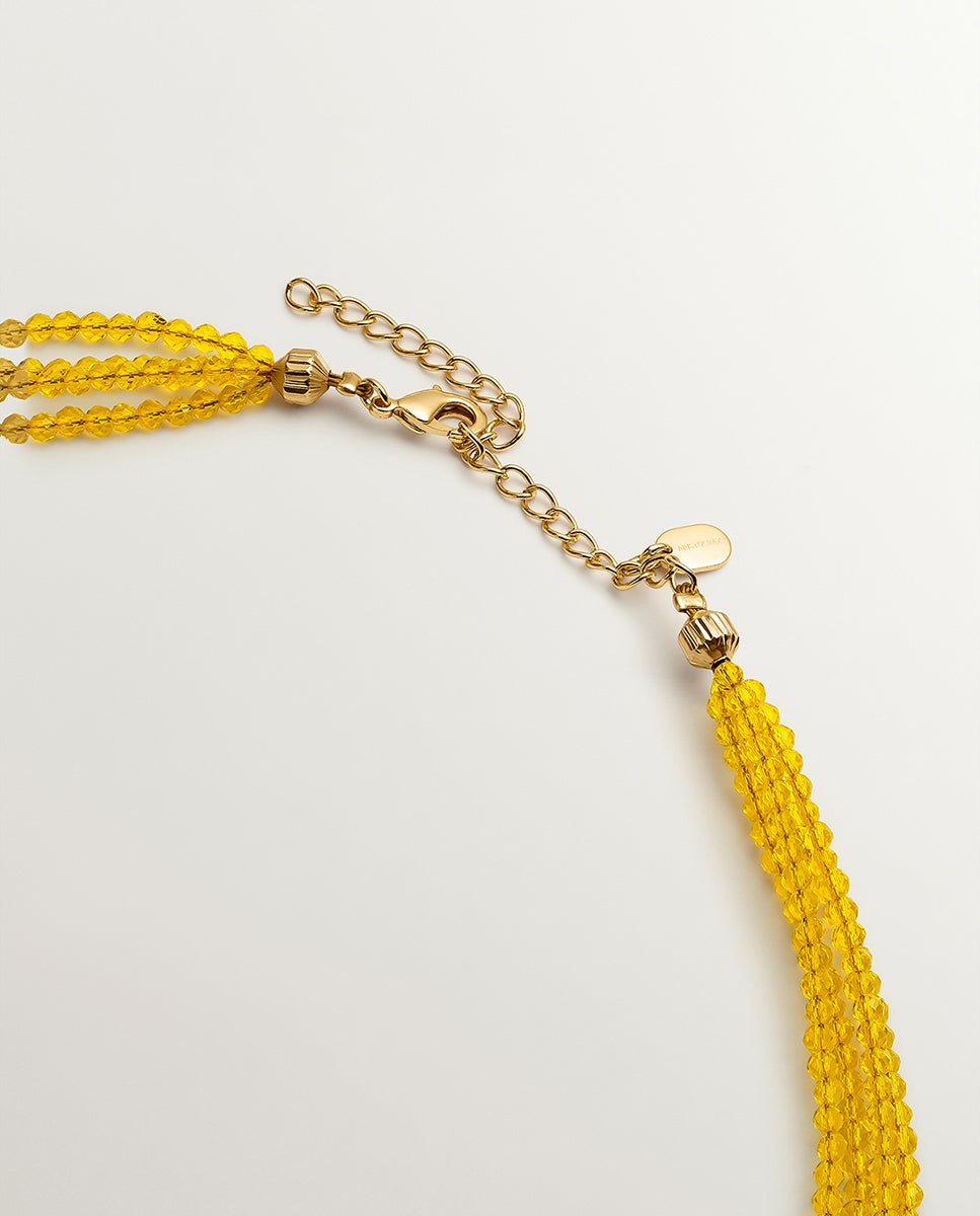Pendente Banhado em Ouro Amarelo com Cristais Amarelos Dourado-3