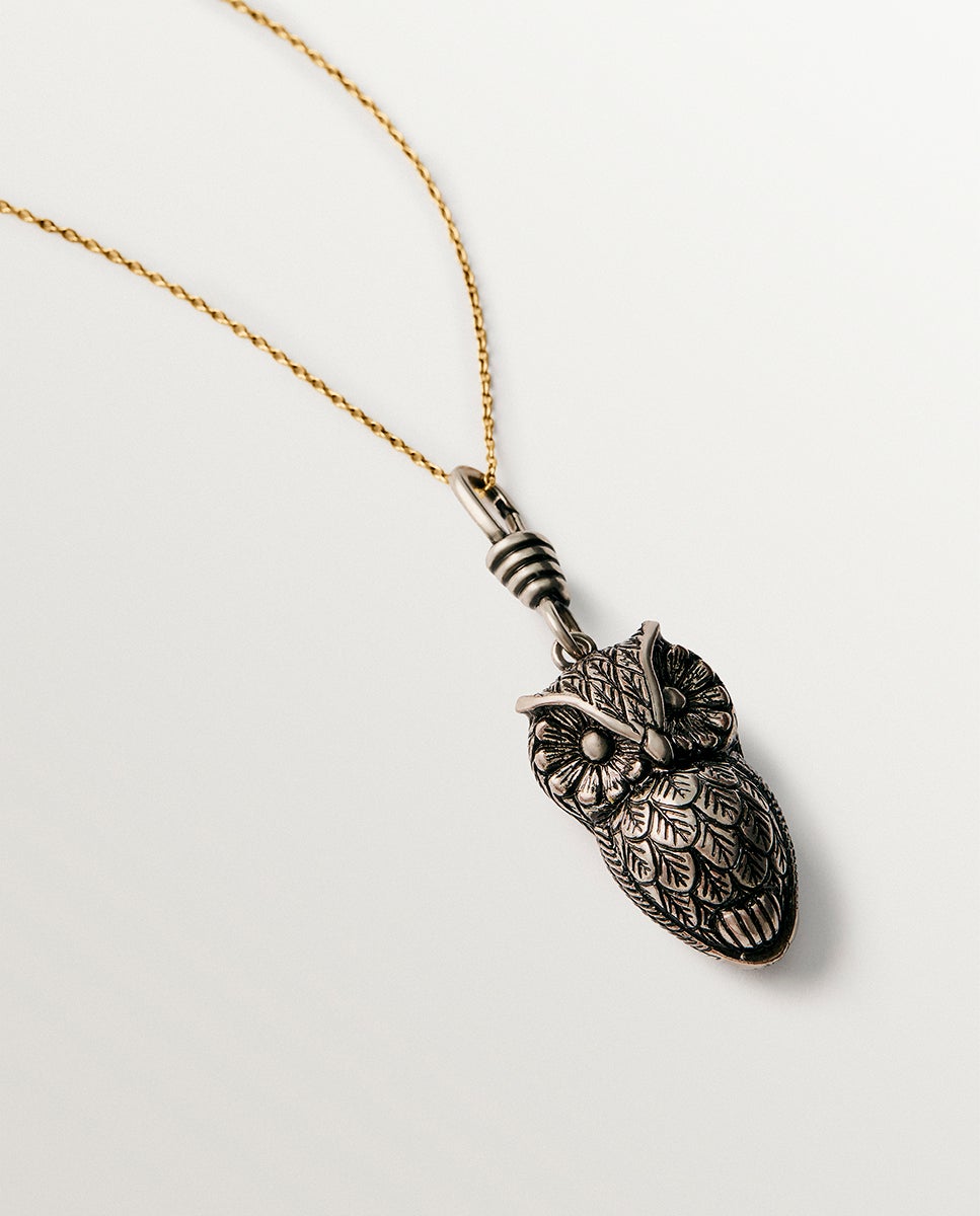 Charm com Forma de Coruja Cinzento escuro metalizado-5