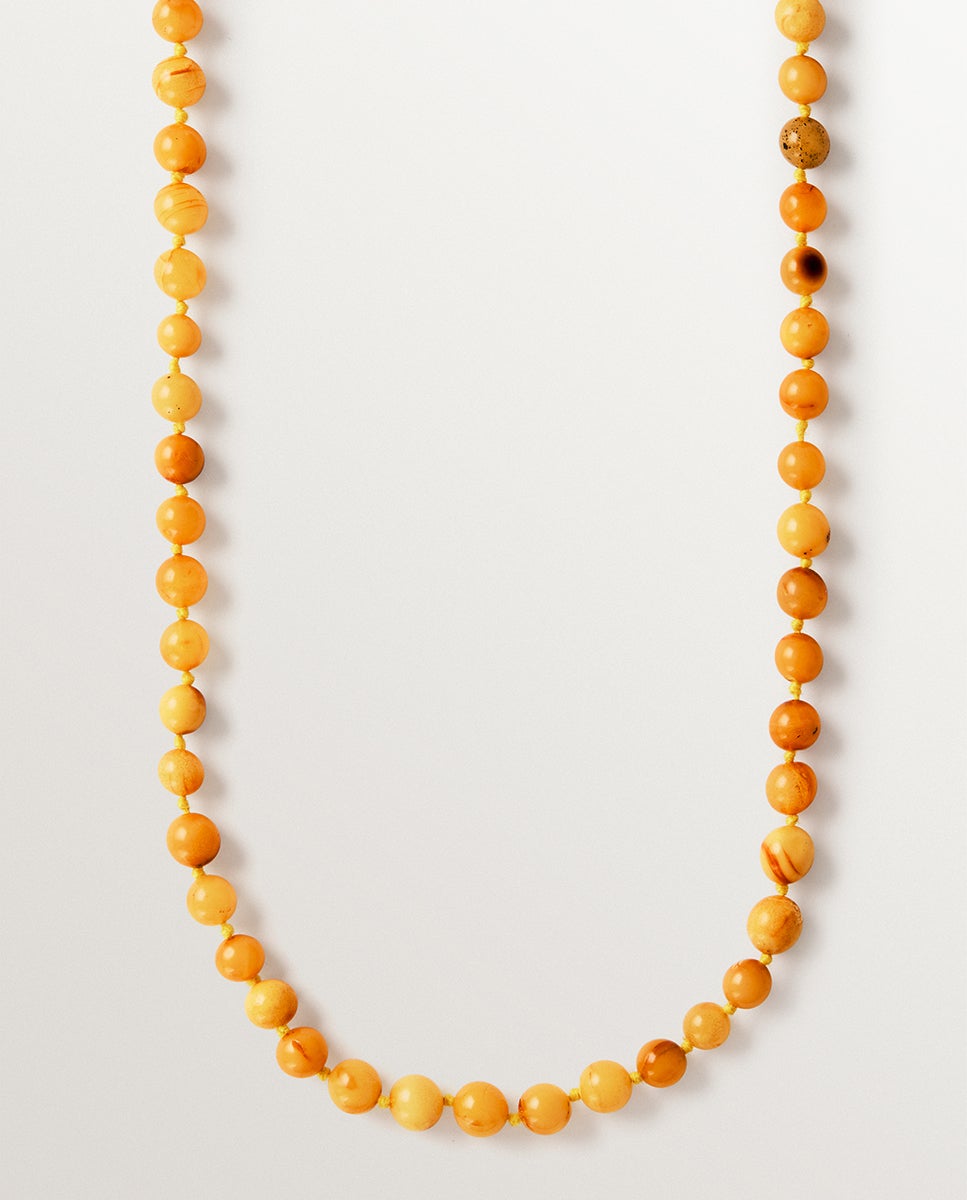 Imagem 0 de Colar de Prata 925 Banhado a Ouro de 18k com Bolas de Âmbar Amarelo