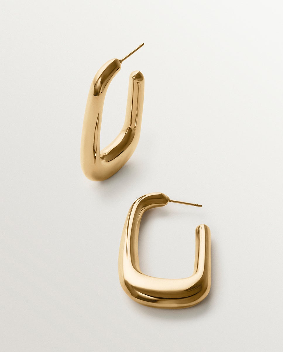 Brincos de Argola Banhados a Ouro Amarelo de 18k Dourado-3