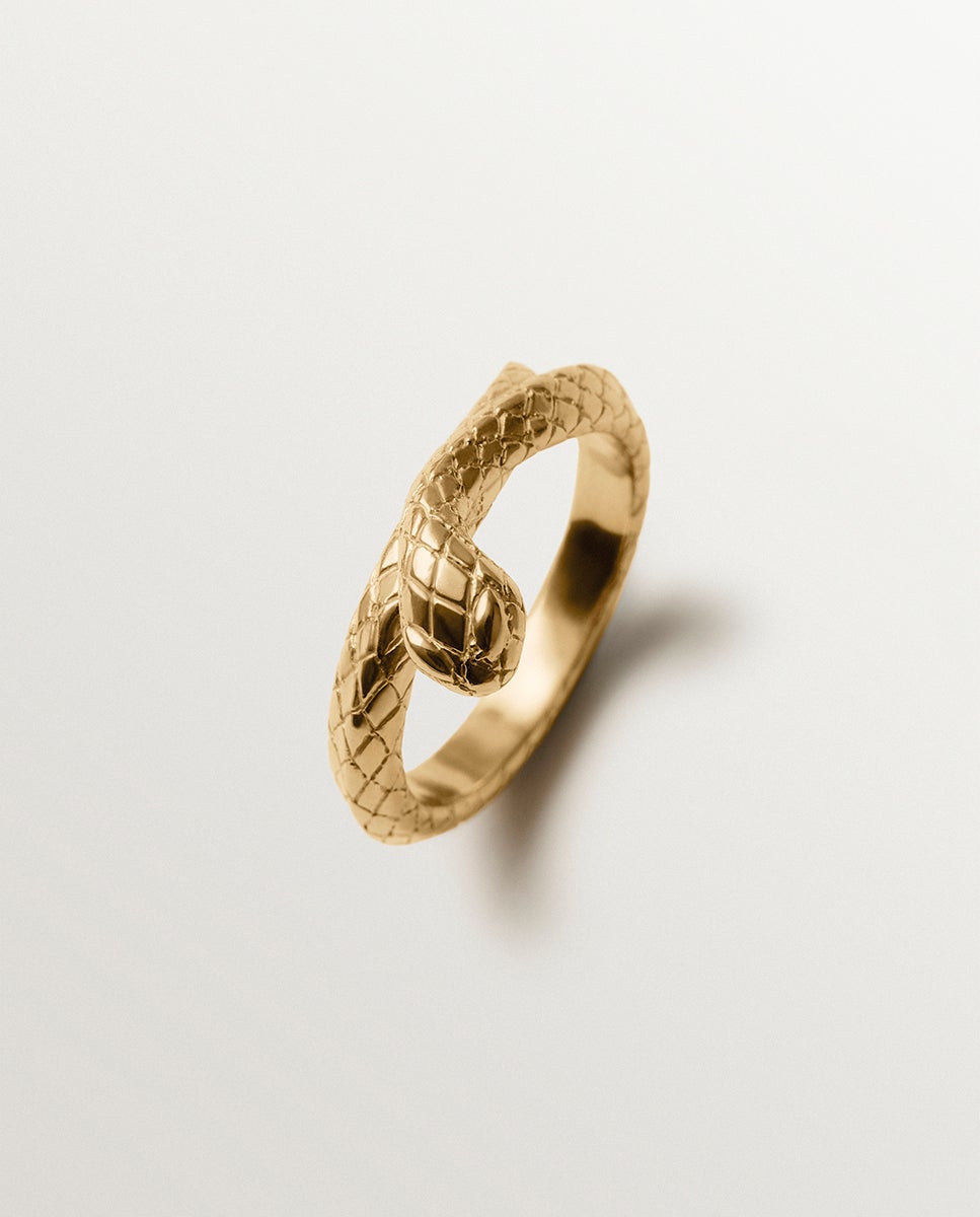 Imagem 0 de Anel de Prata 925 Banhada em Ouro Amarelo de 18k com Forma de Serpente