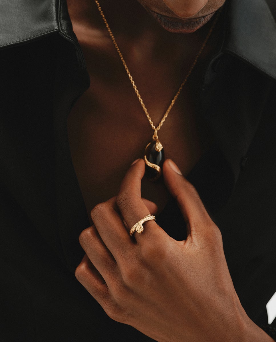 Anel de Prata 925 Banhada em Ouro Amarelo de 18k com Forma de Serpente Dourado-6