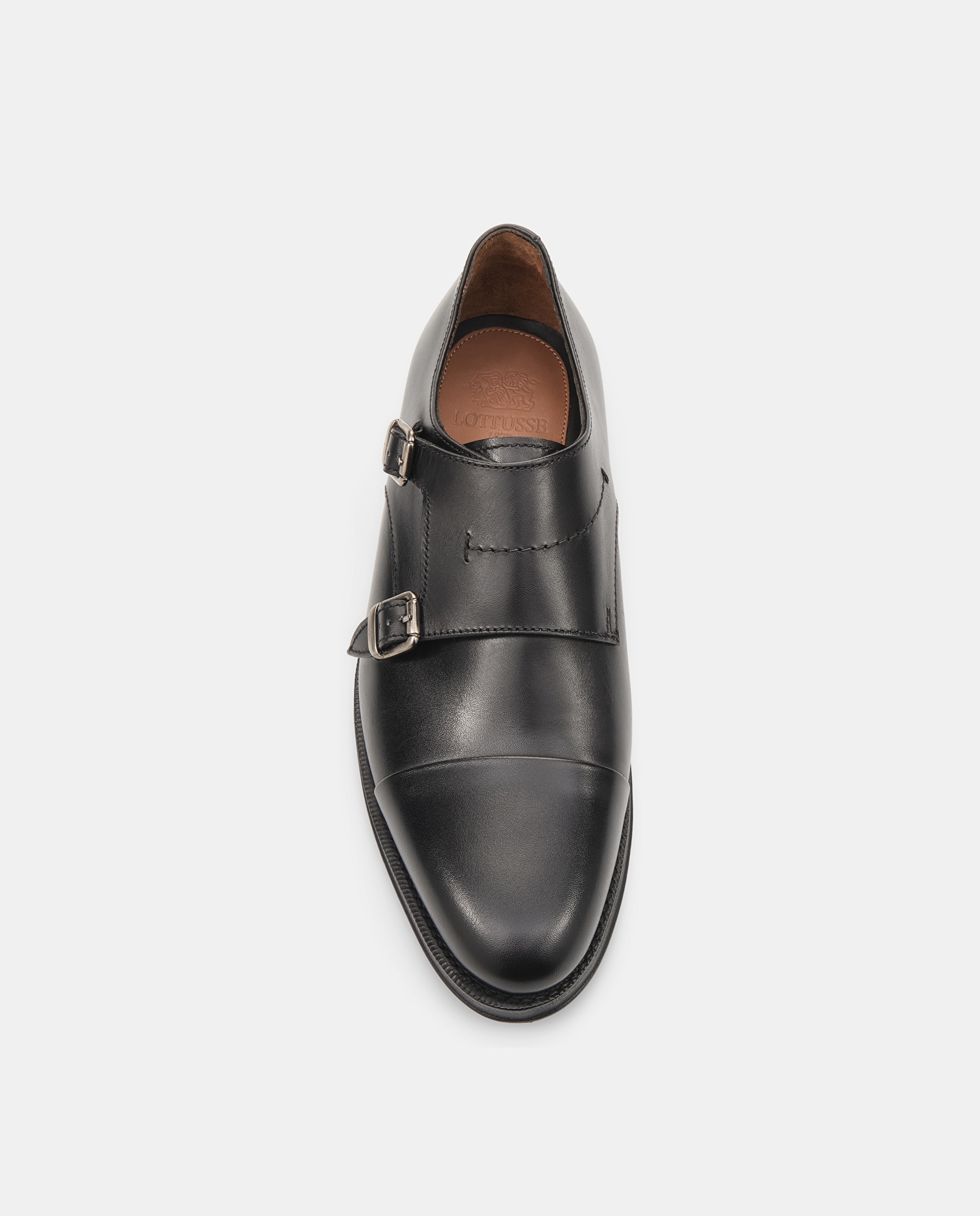 Bluchers Premium de Pele de Bovino com Fivela Dupla Preto-6
