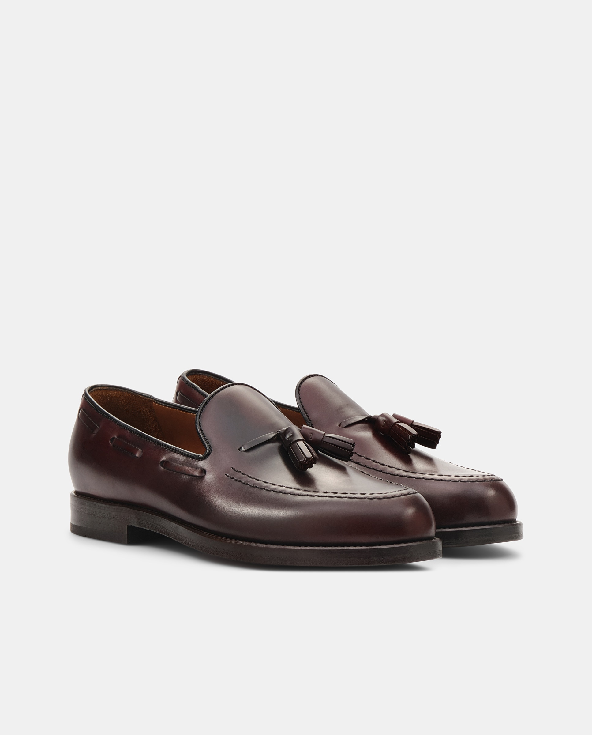 Mocassins com Borlas em Pele Class Bordeaux-2