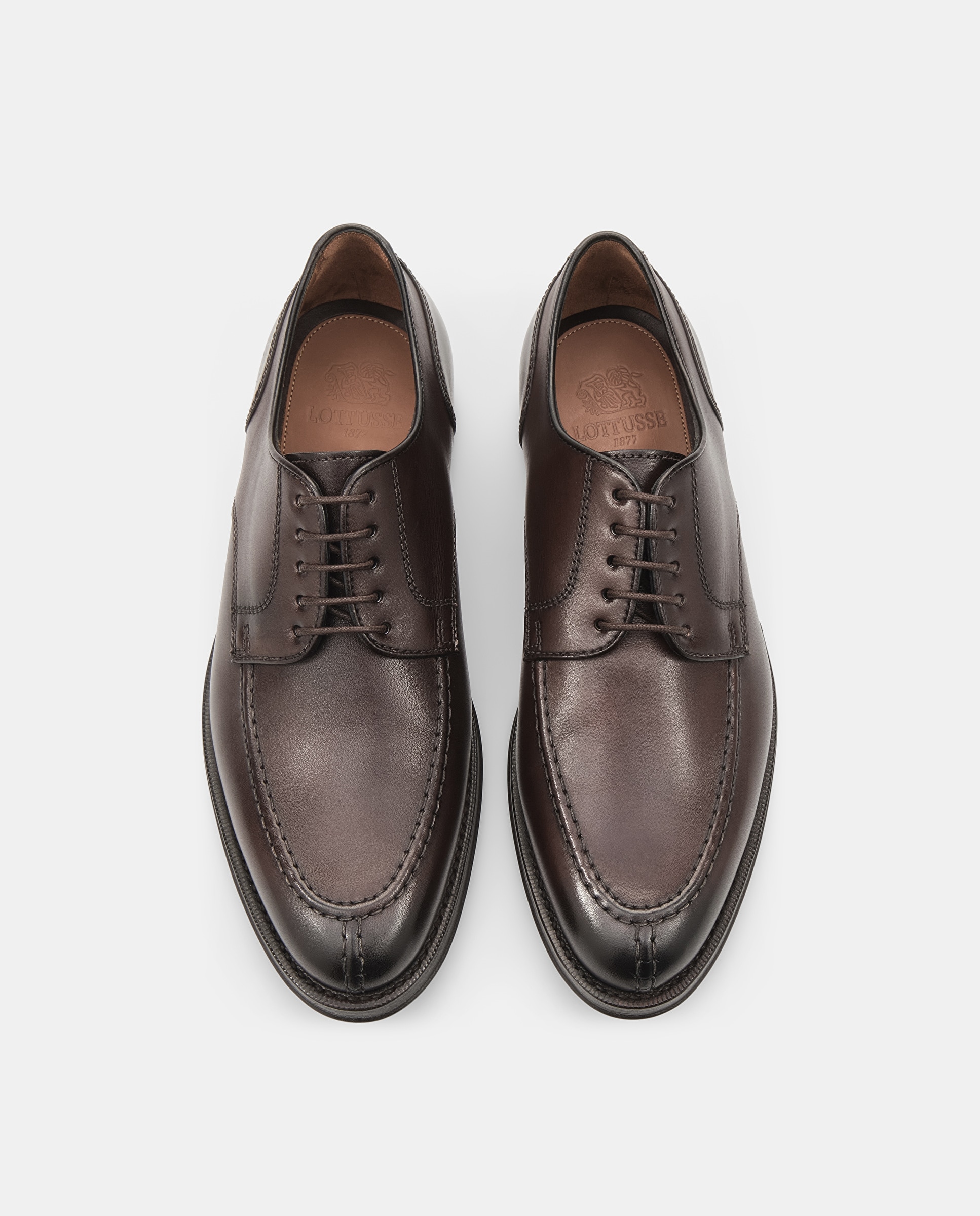 Sapatos de Cordões Premium em Pele de Bovino Moka Moca-6