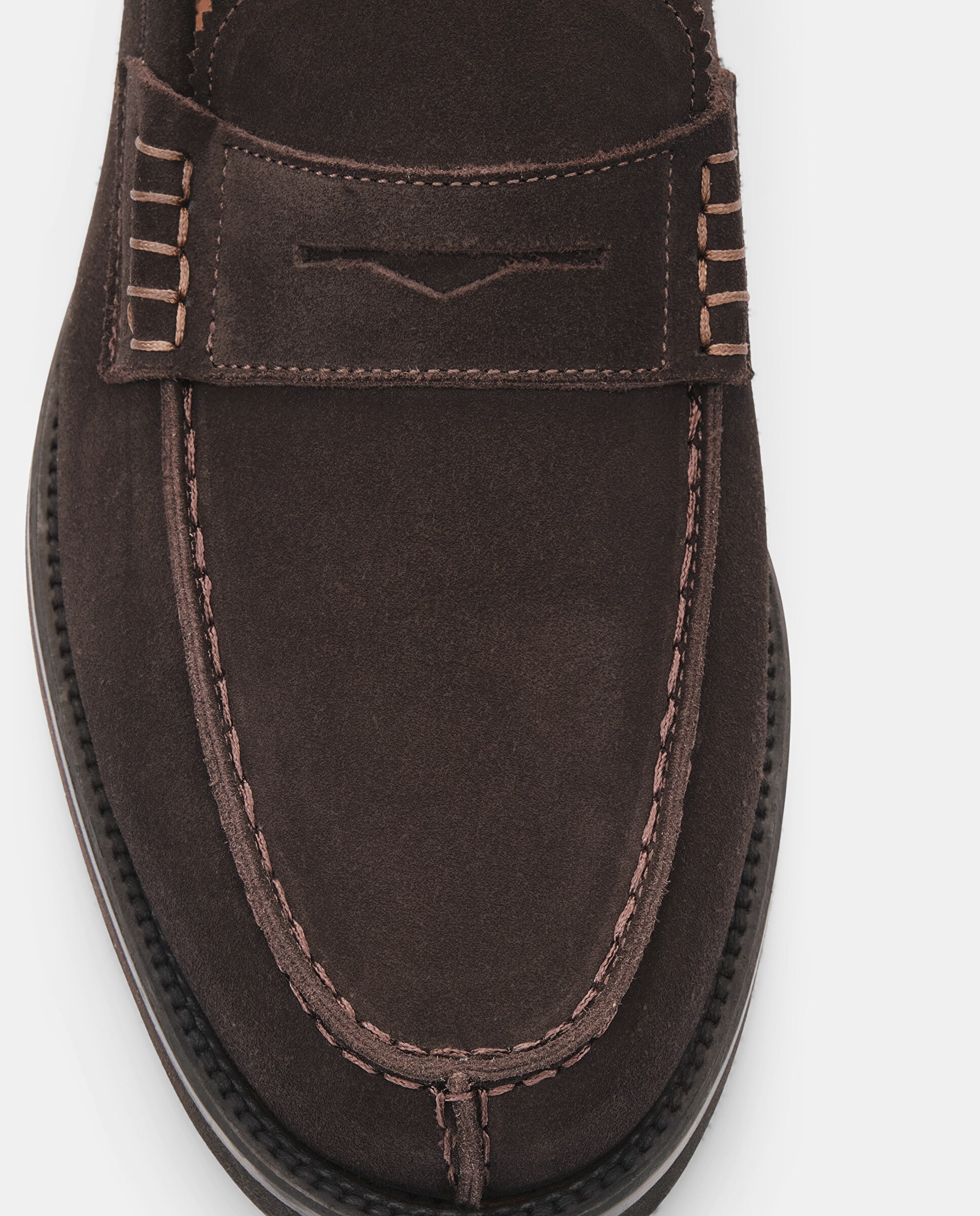 Mocassins de Camurça com Detalhe de Travessão e Sola de Borracha - Castanho Castanho-4