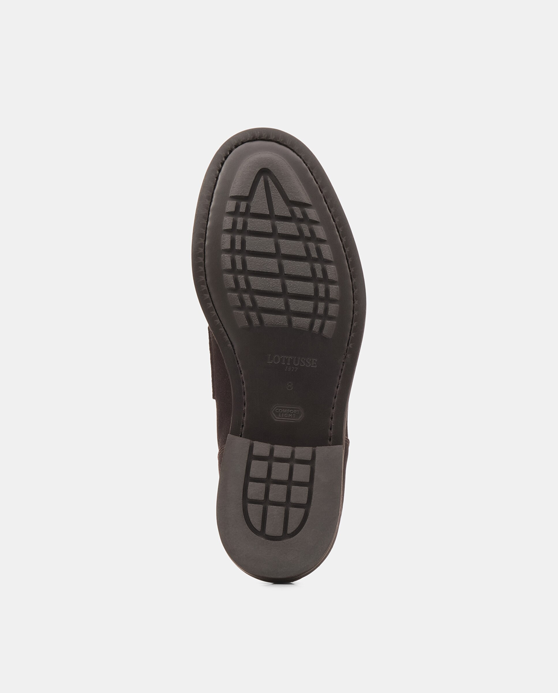 Mocassins de Camurça com Detalhe de Travessão e Sola de Borracha - Castanho Castanho-5