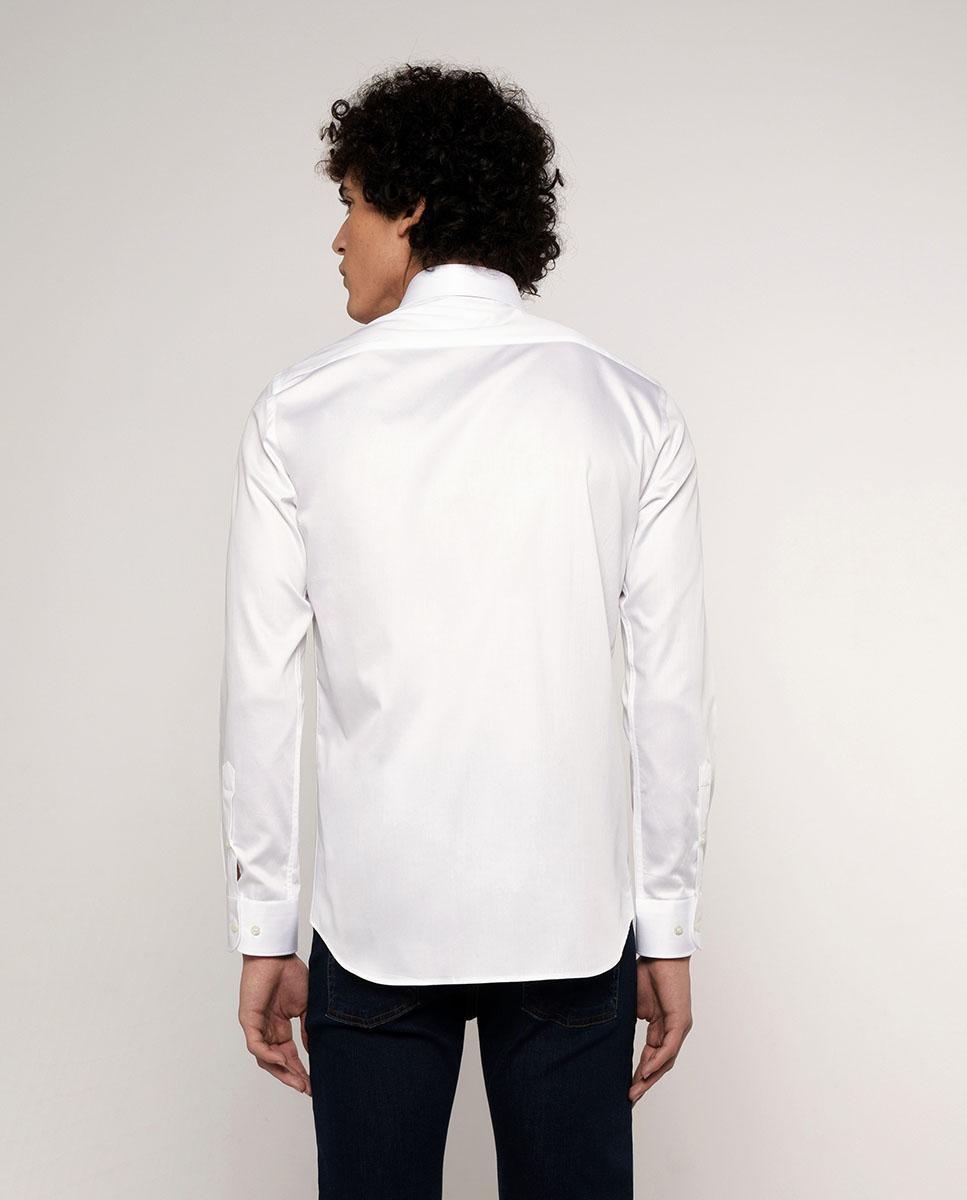 Camisa Regular Lisa em Branco Branco-2