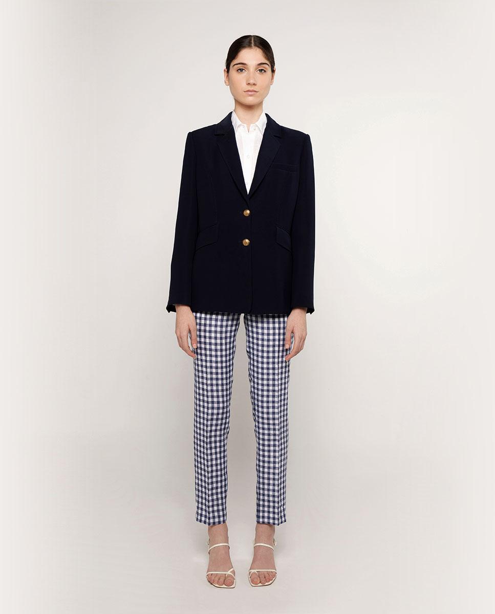 Blazer Básica com Botões Dourados Azul-marinho-3