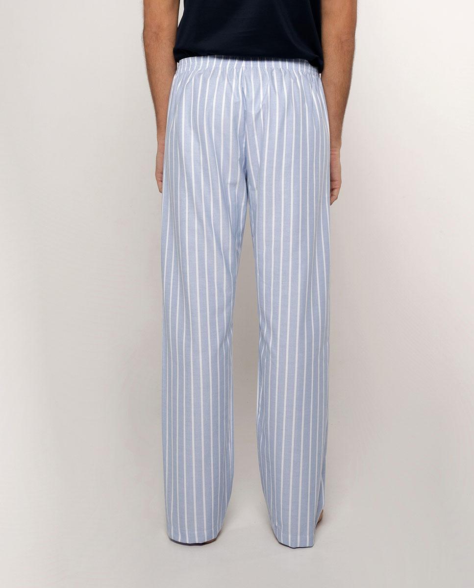 Pijama de Calças Compridas e T-shirt Curta de Tecido e Malha em Azul Azul-3