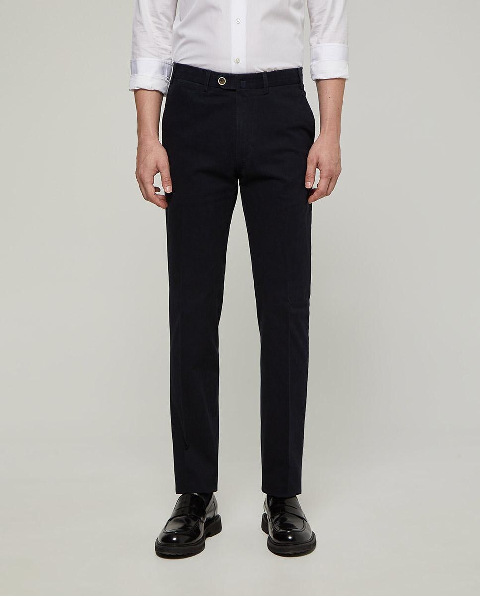 Calças Casual e Regular Fit de Algodão Preto-2