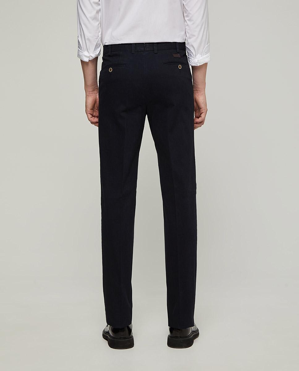 Calças Casual e Regular Fit de Algodão Preto-3