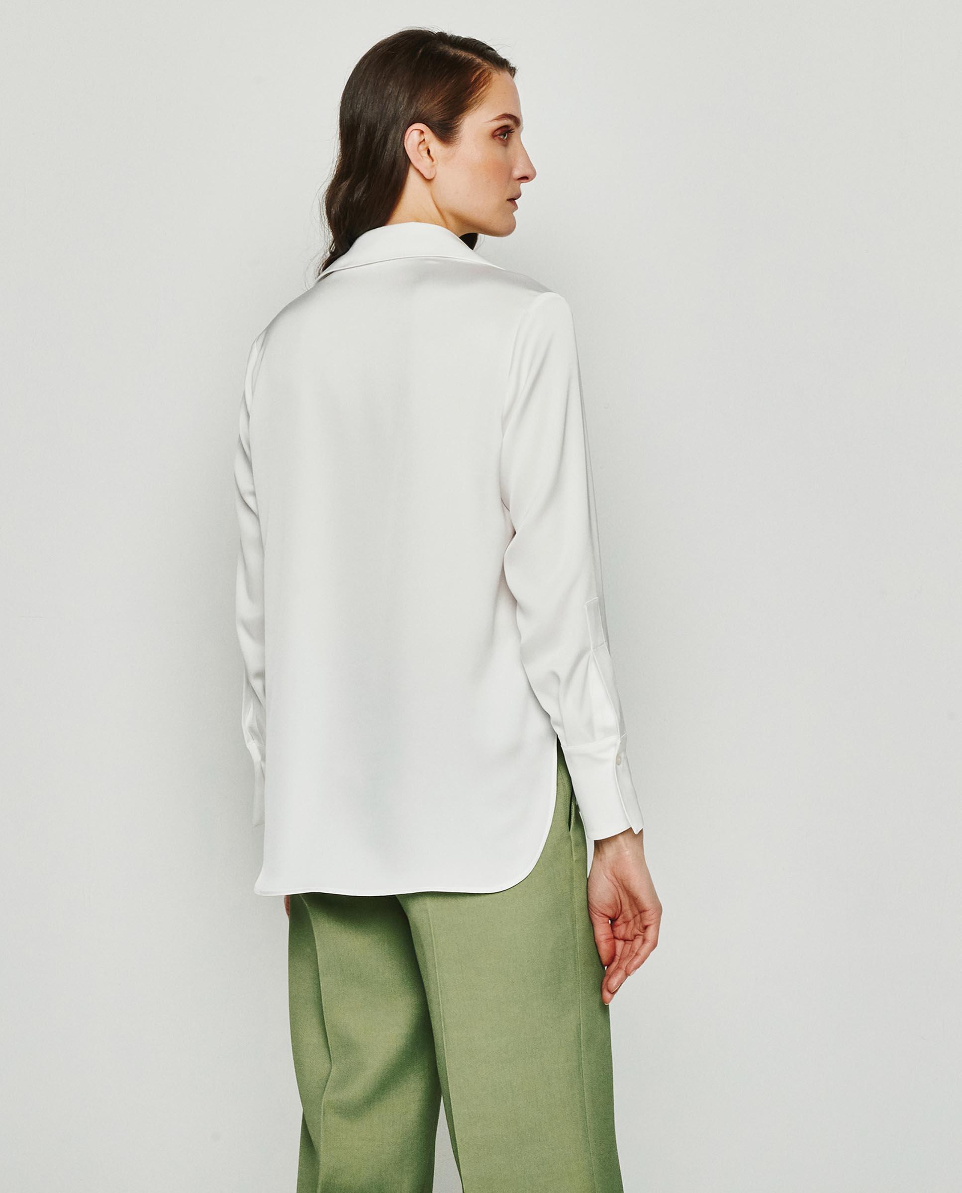 Blusa Fluida com Botões Ocultos Branco-2