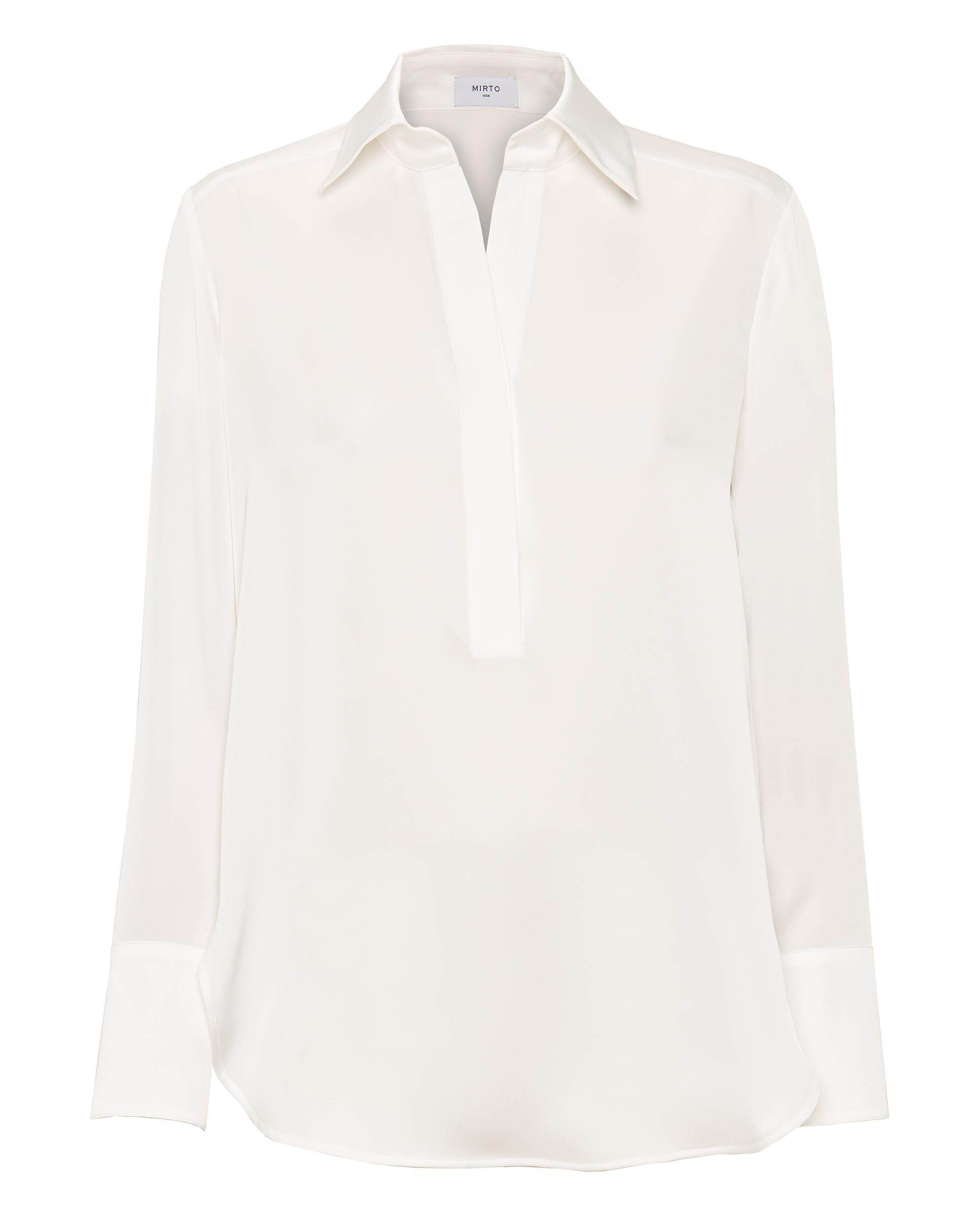 Blusa Fluida com Botões Ocultos Branco-4