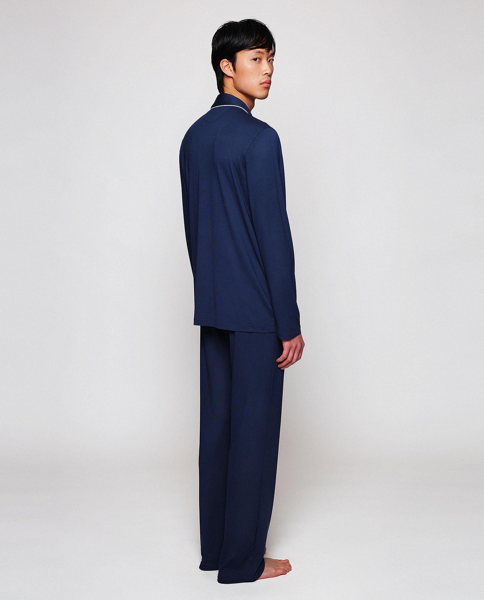 Pijama Comprido Liso com Micro Modal Azul-marinho-2