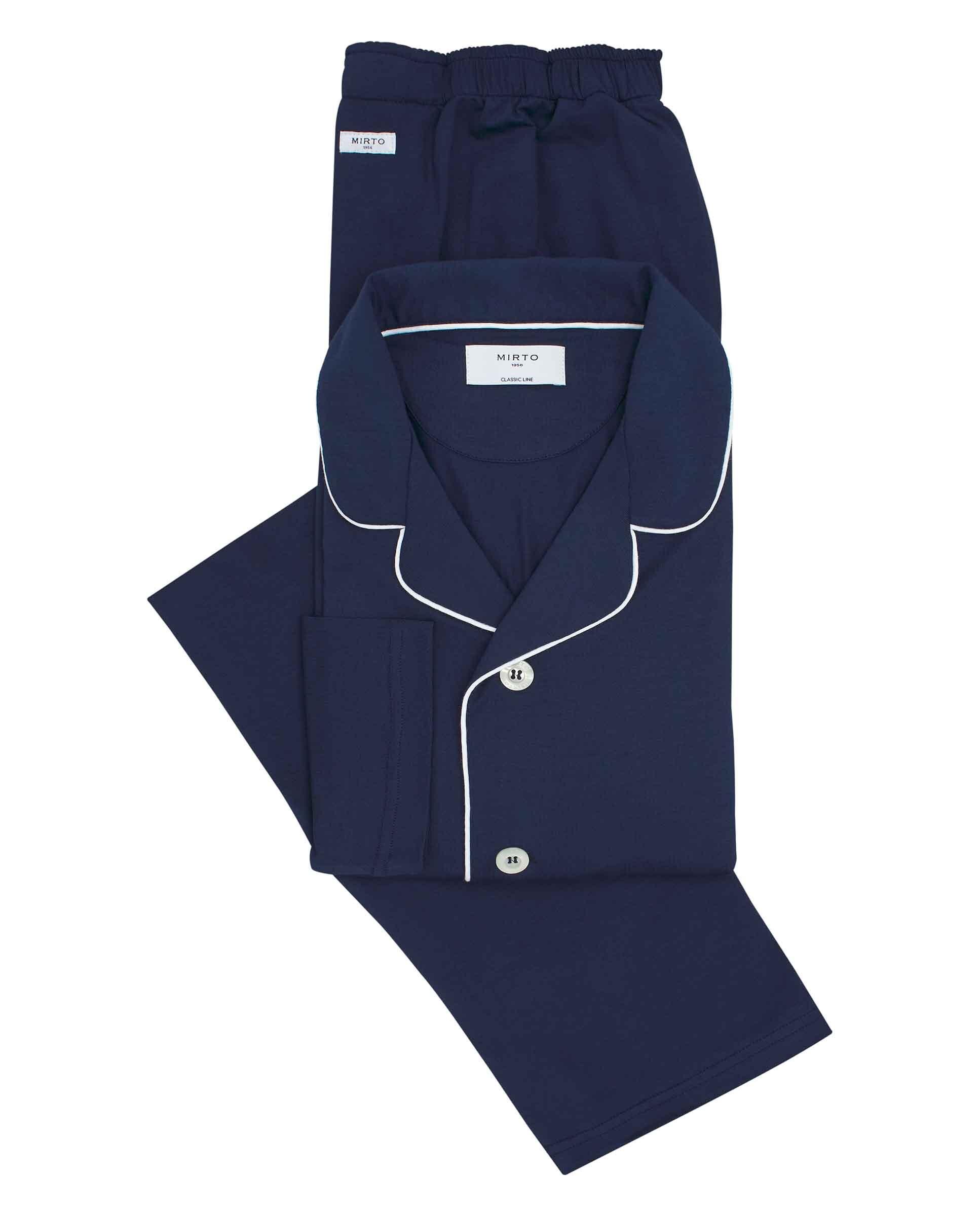 Pijama Comprido Liso com Micro Modal Azul-marinho-3