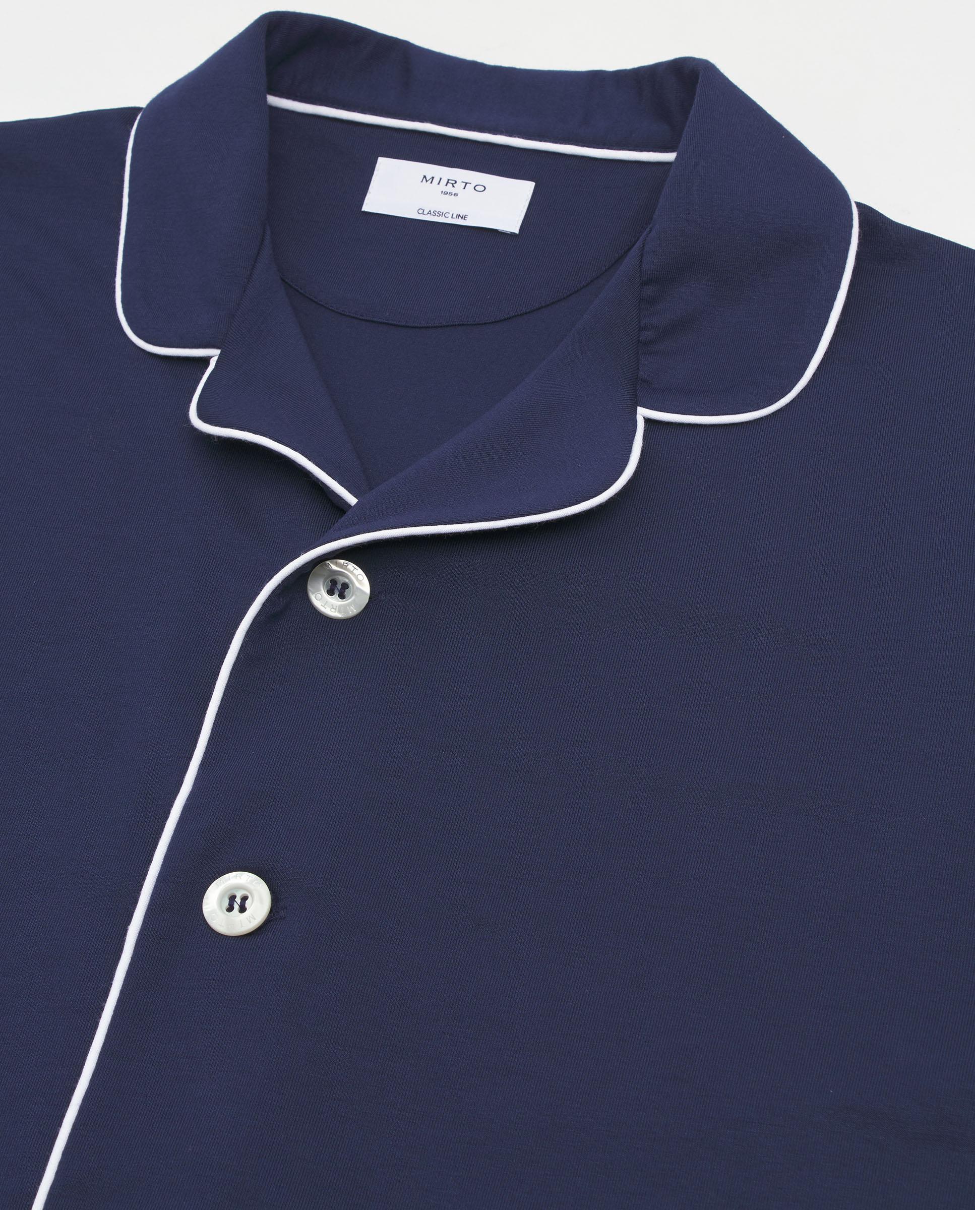 Pijama Comprido Liso com Micro Modal Azul-marinho-4