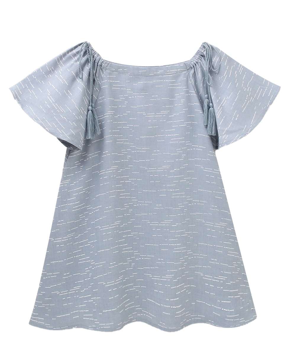 Vestido Infantil Estampado em Azul Azul-claro-1