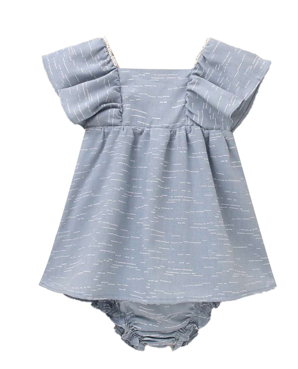 Vestido para Bebé em Azul com Cueca em Conjunto Dadati Azul / Verde-1