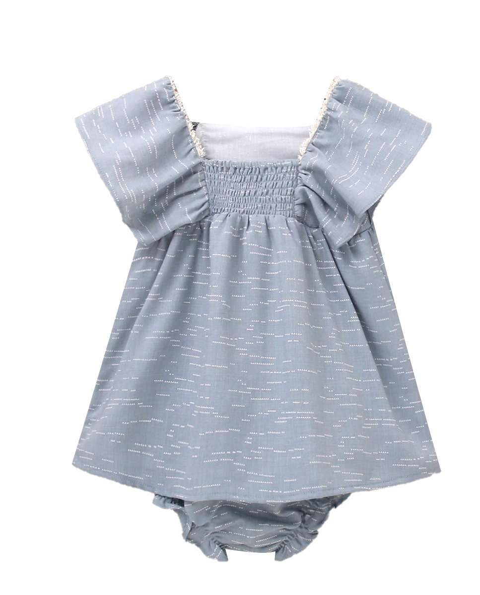 Vestido para Bebé em Azul com Cueca em Conjunto Dadati Azul / Verde-2