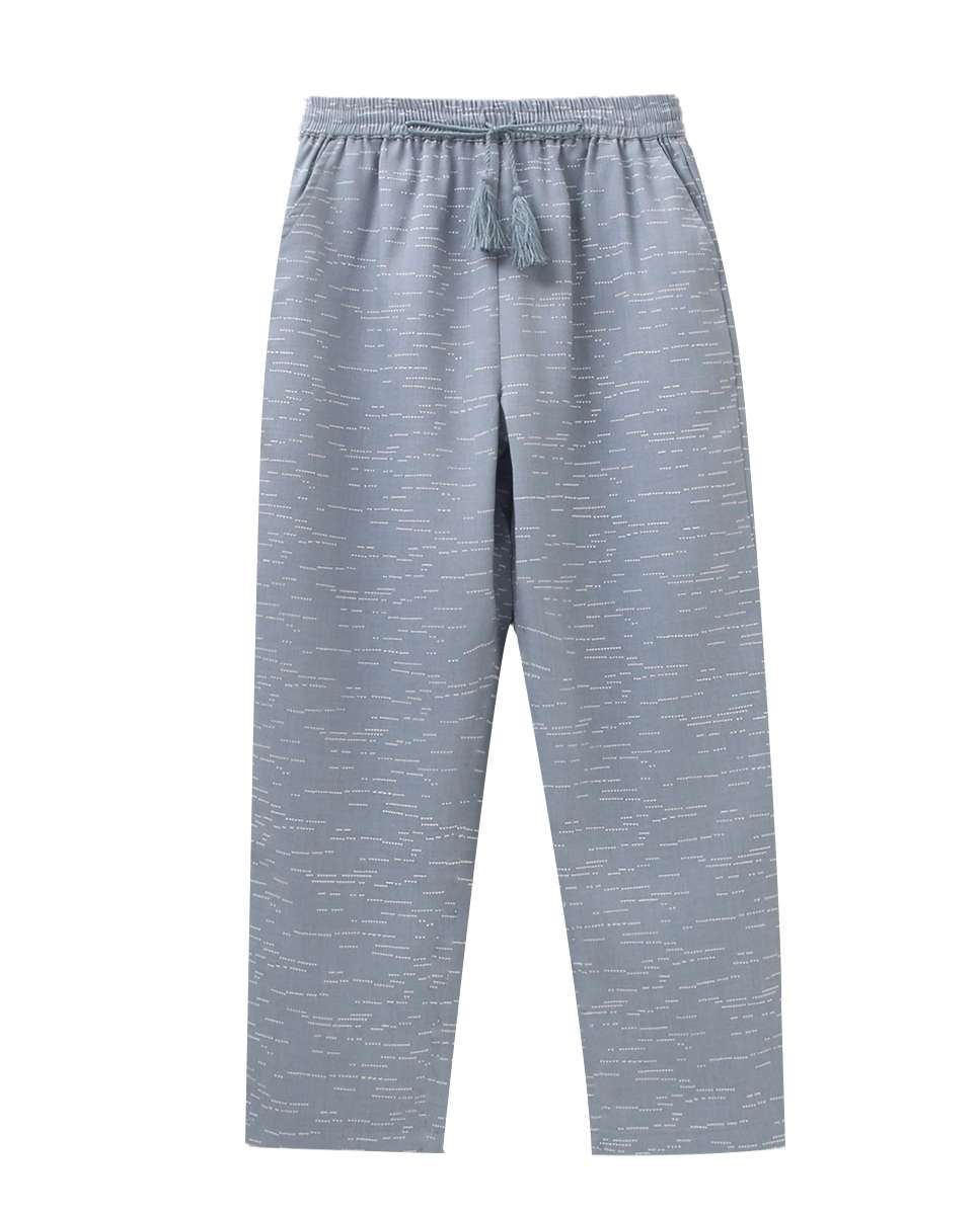 Calças Infantil Estampadas com Cintura Elástica Azul / Verde-1