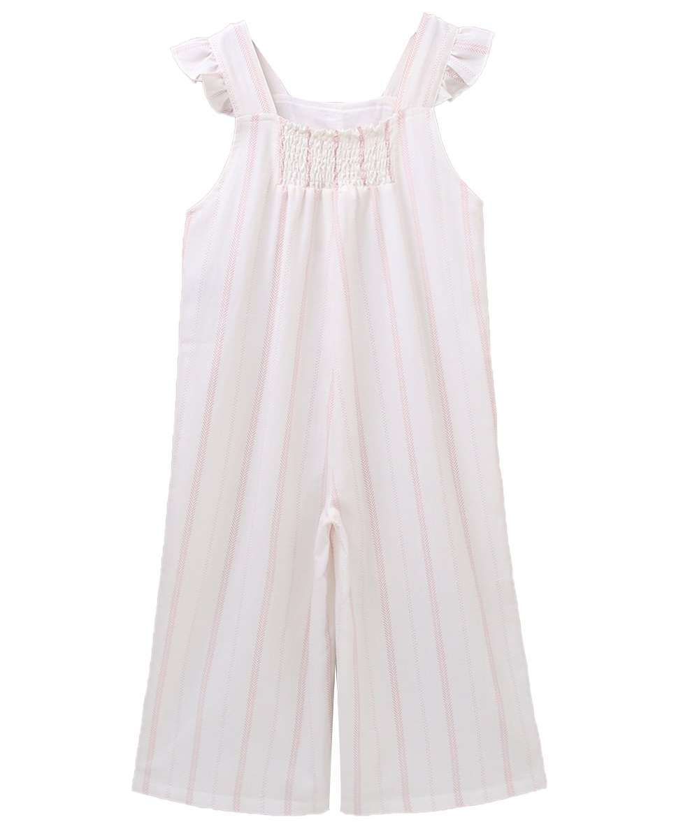 Macacão Infantil Comprido com Estampado Às Riscas Branco-1