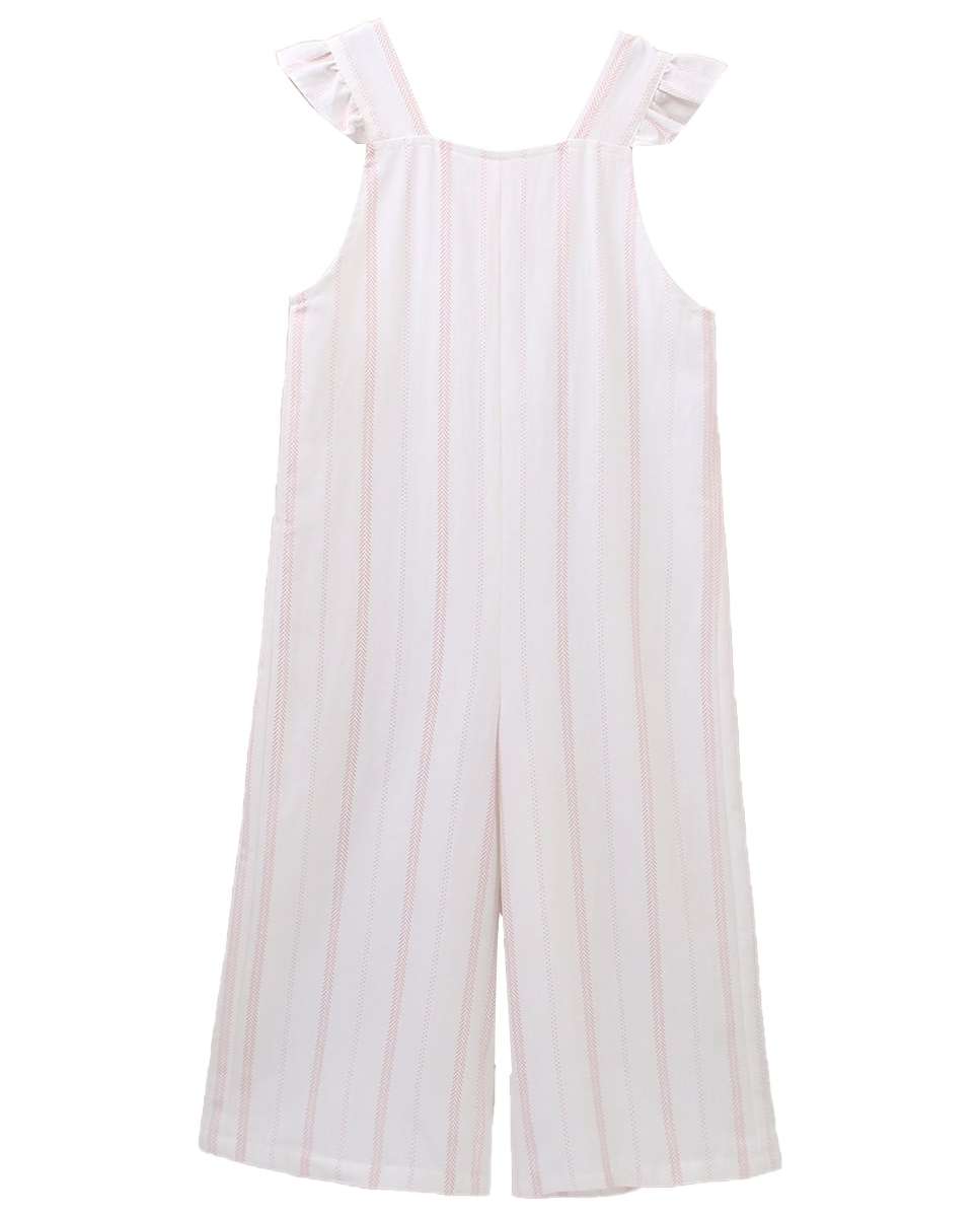 Macacão Infantil Comprido com Estampado Às Riscas Branco-2