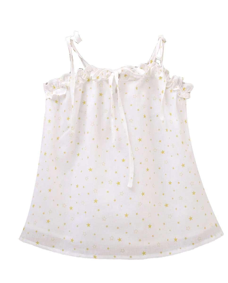 Blusa Infantil com Estampado de Estrelas Branco/Amarelo-1