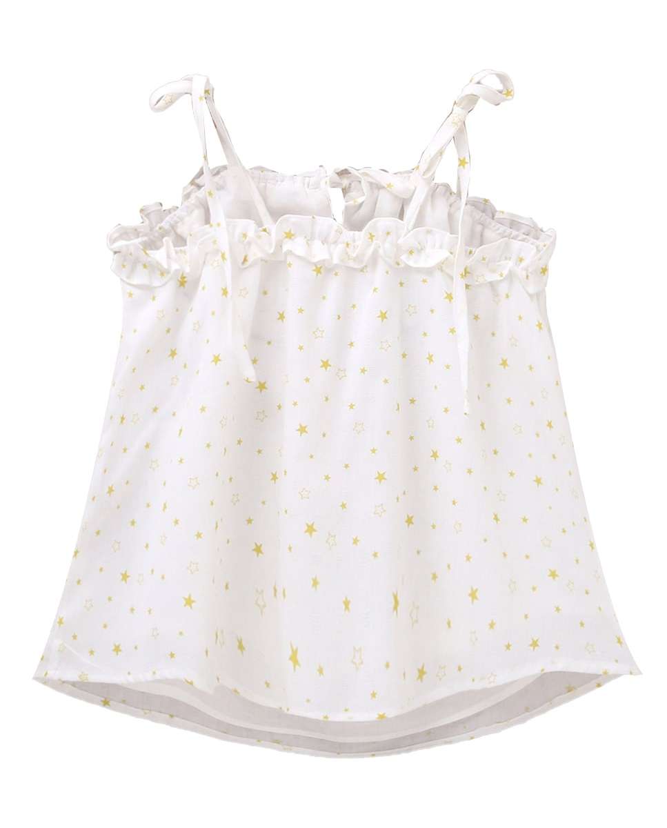 Blusa Infantil com Estampado de Estrelas Branco/Amarelo-2